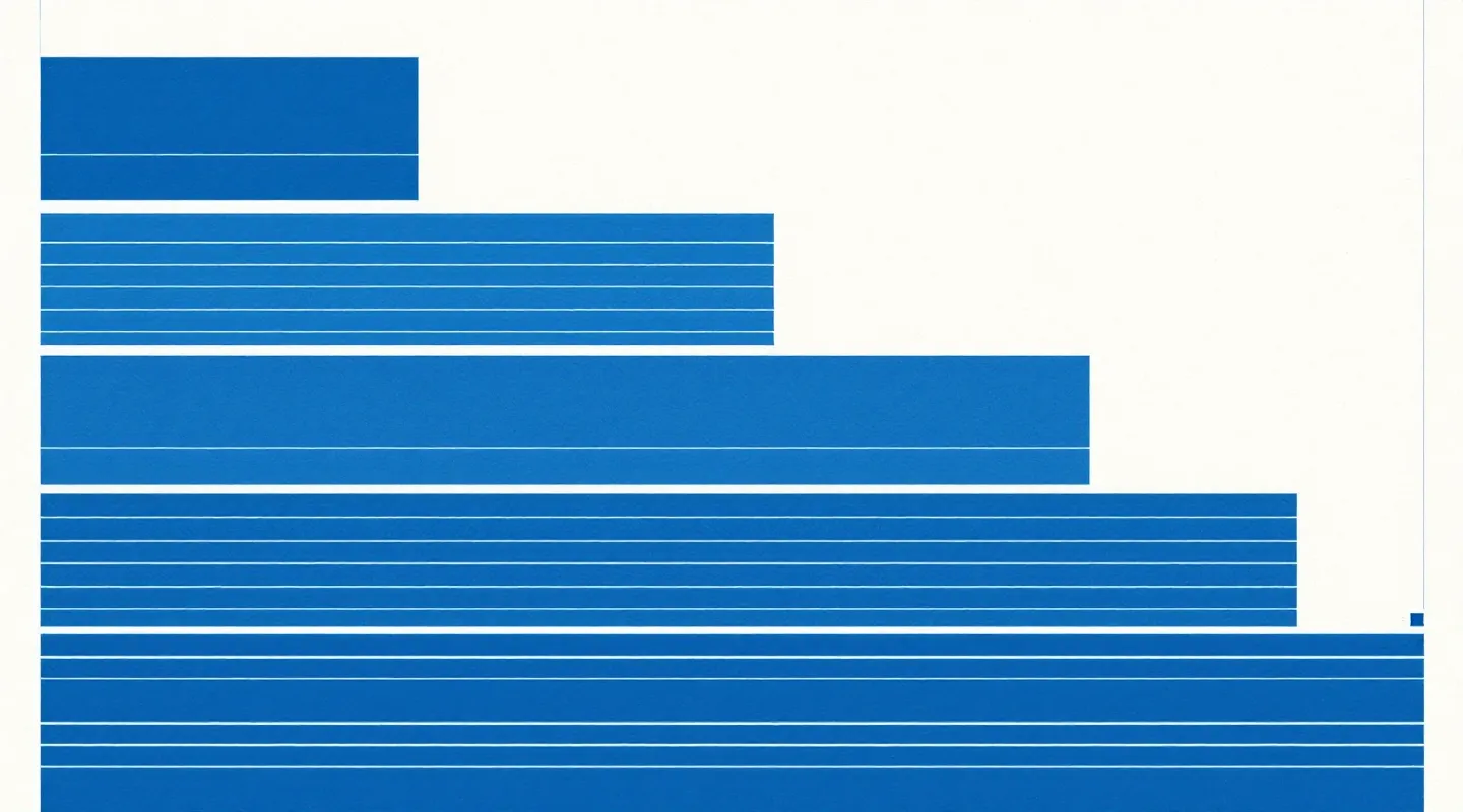 Swiss-grid abstraction of the four scored rubric categories with weight bars